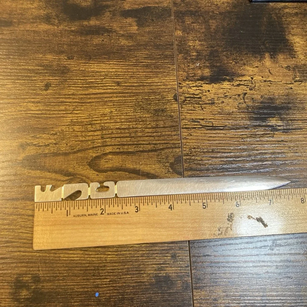 Mid Century Modern Brushed Metal Letter Opener FJC Monogram Geometric Desk Decor